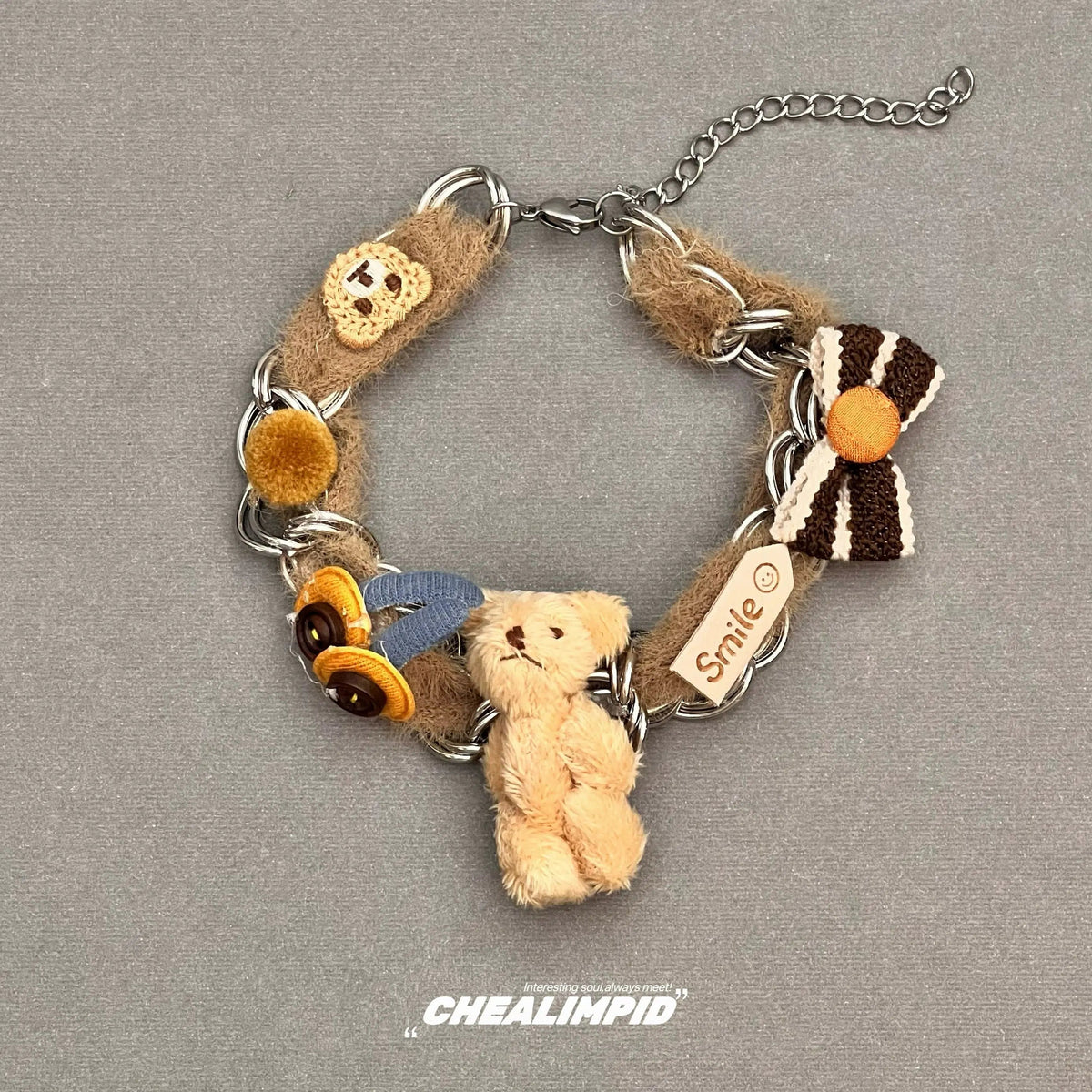 Plush Bear Charm Choker Necklace