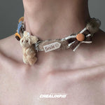 Plush Bear Charm Choker Necklace