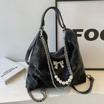 Plush Charm Pearl Chain Shoulder Bag