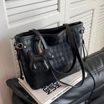 Plush Keychain Checkered Tote Bag