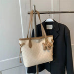 Plush Keychain Checkered Tote Bag