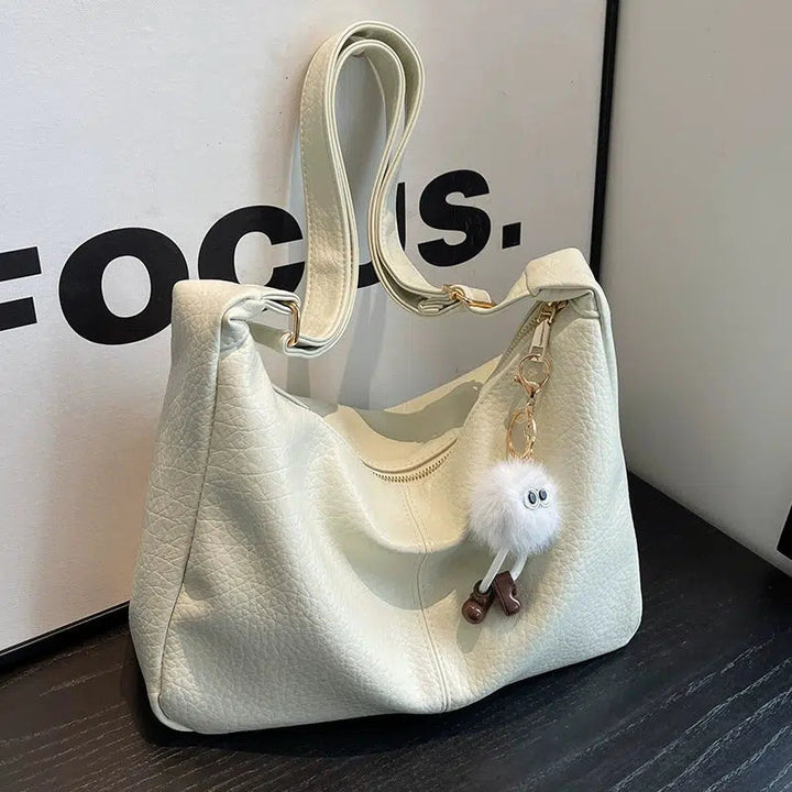 Plush Keychain Leather Shoulder Bag