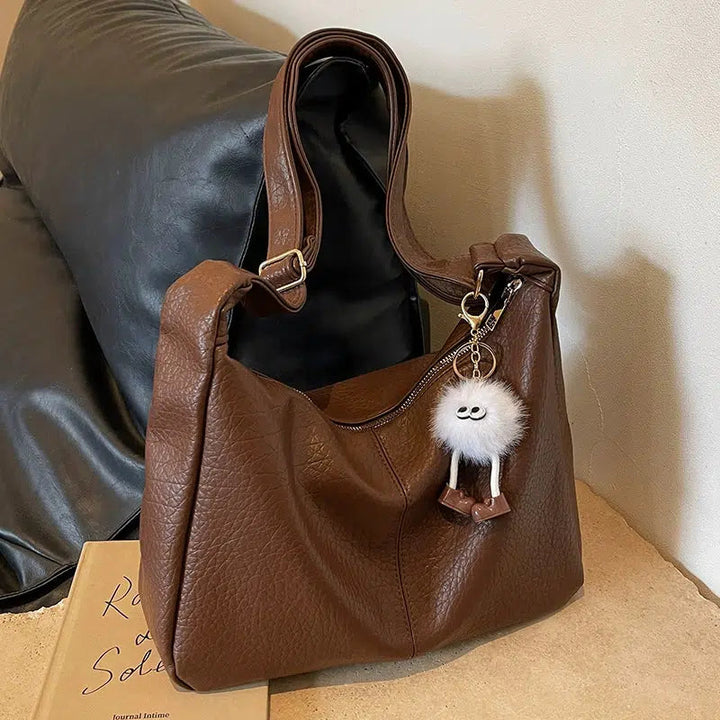 Plush Keychain Leather Shoulder Bag