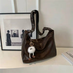 Plush Keychain Leather Tote Bag