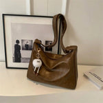 Plush Keychain Leather Tote Bag