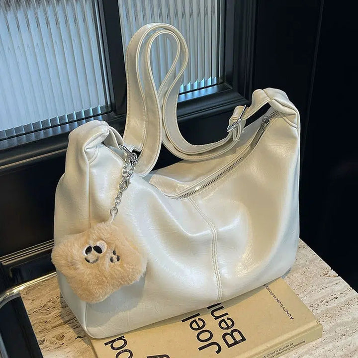 Plush Keychain Messenger Tote Bag