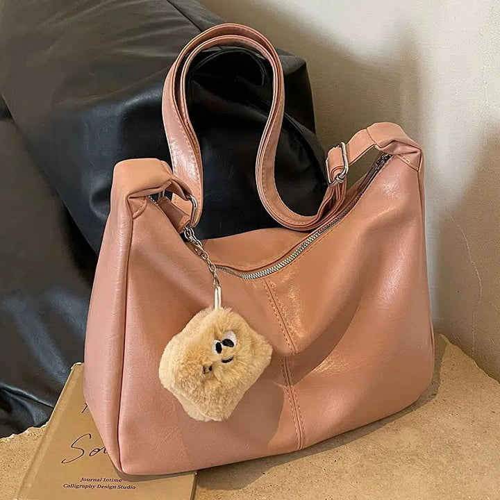 Plush Keychain Messenger Tote Bag