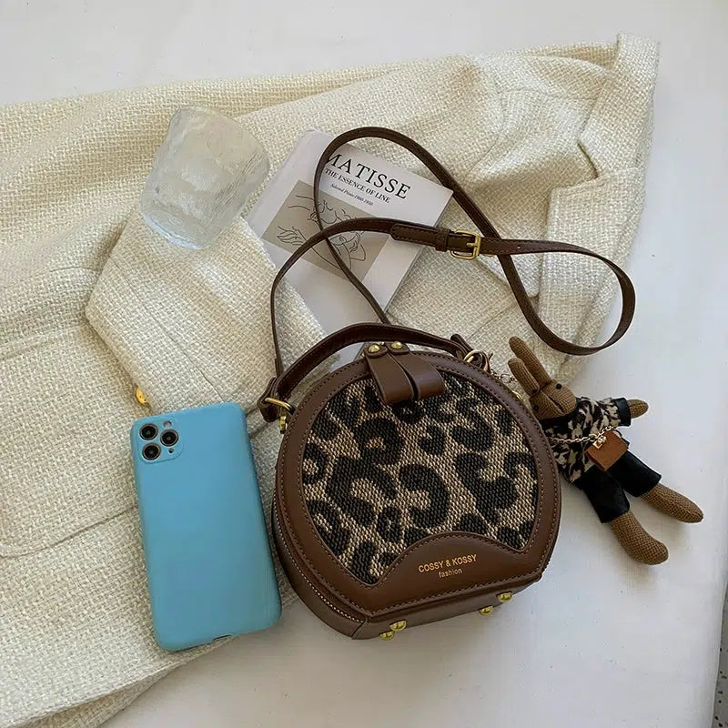 Plush Keychain Round Checkered Handbag