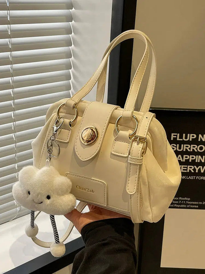 Plush Pendant Luxe Shoulder Handbag