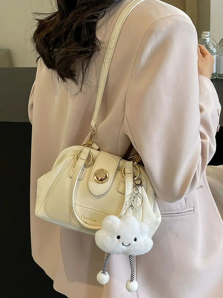 Plush Pendant Luxe Shoulder Handbag