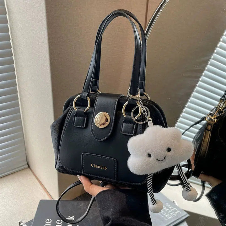 Plush Pendant Luxe Shoulder Handbag