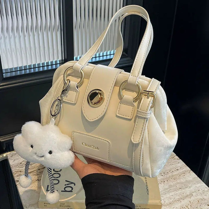 Plush Pendant Luxe Shoulder Handbag