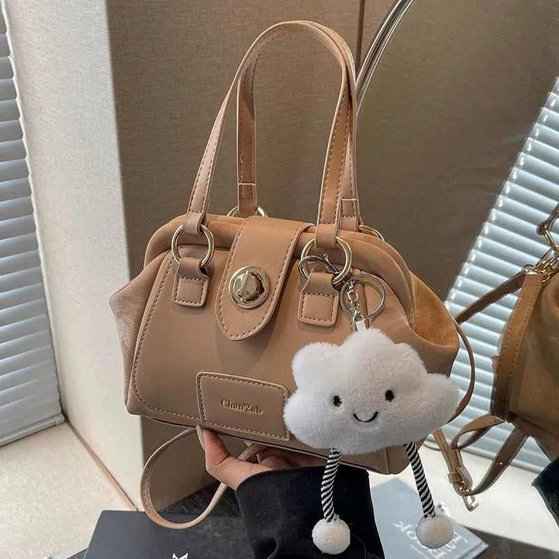 Plush Pendant Luxe Shoulder Handbag