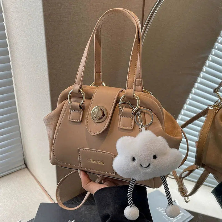Plush Pendant Luxe Shoulder Handbag