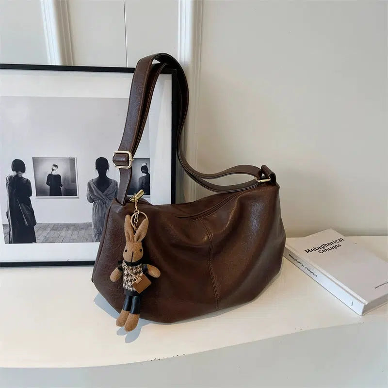Plush Toy Keychain Leather Shoulder Bag