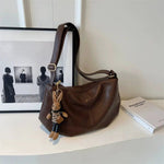 Plush Toy Keychain Leather Shoulder Bag