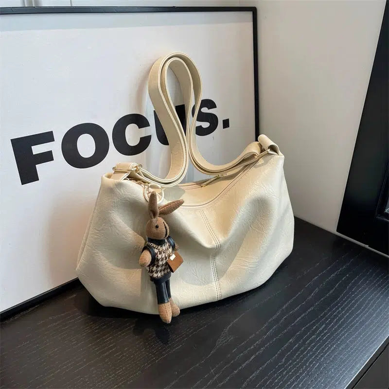 Plush Toy Keychain Leather Shoulder Bag