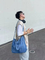 Pocket Detail Casual Denim Bag