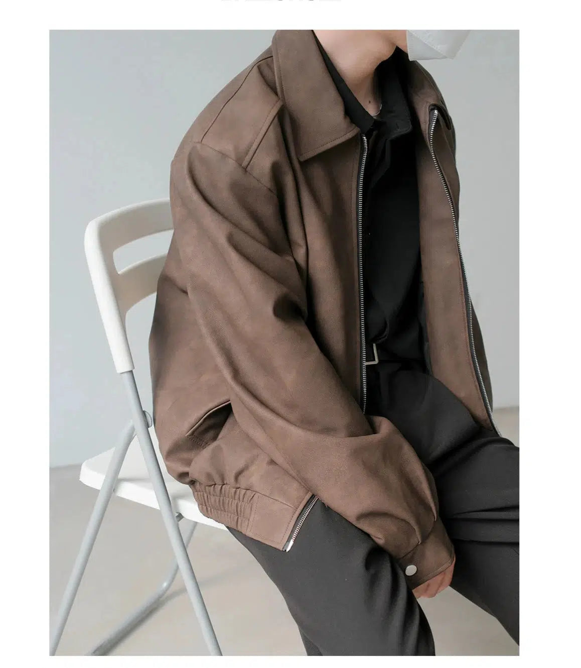 Pocket Zip-Up Leather Jacket