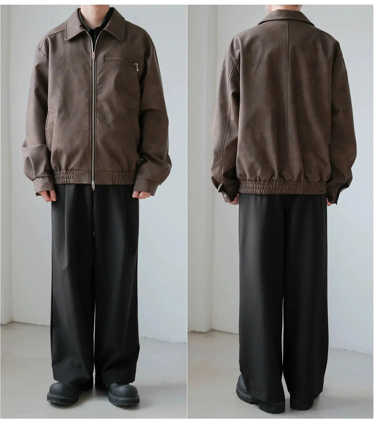 Pocket Zip-Up Leather Jacket