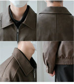 Pocket Zip-Up Leather Jacket