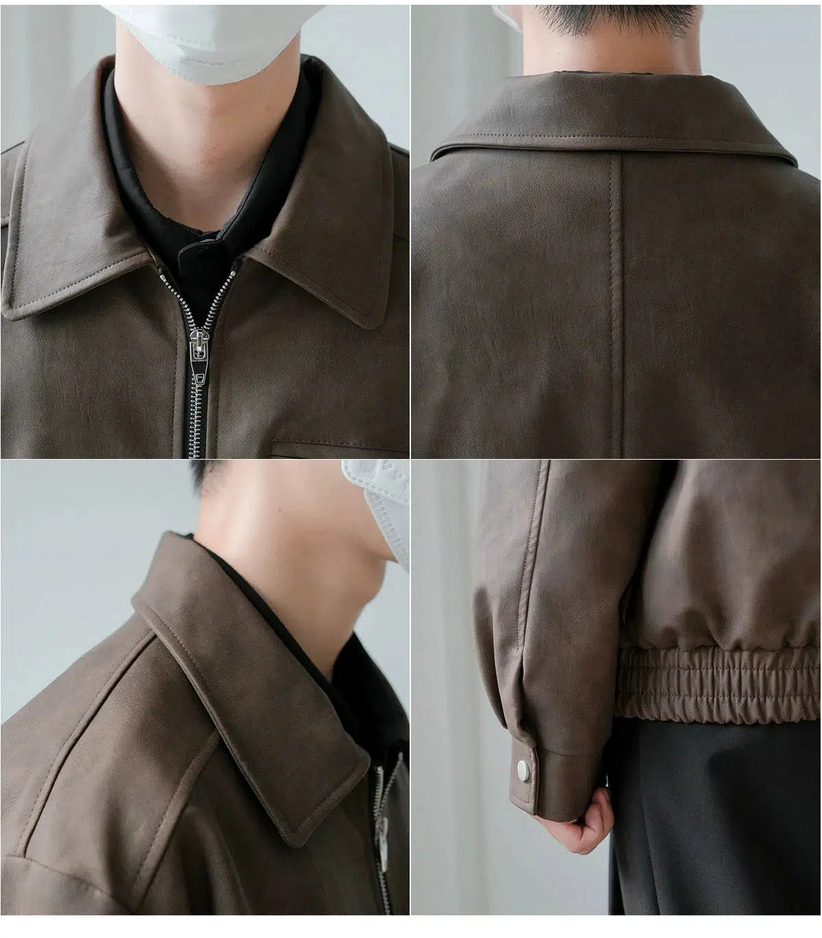 Pocket Zip-Up Leather Jacket