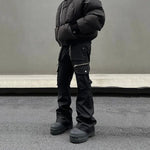 Pocket Zipper Brown Overalls Cargo Pants