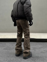 Pocket Zipper Brown Overalls Cargo Pants