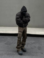 Pocket Zipper Brown Overalls Cargo Pants