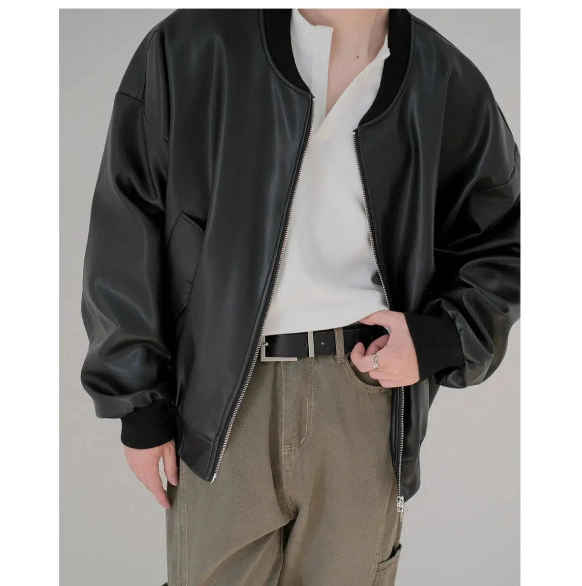 Pockets Leather Jacket