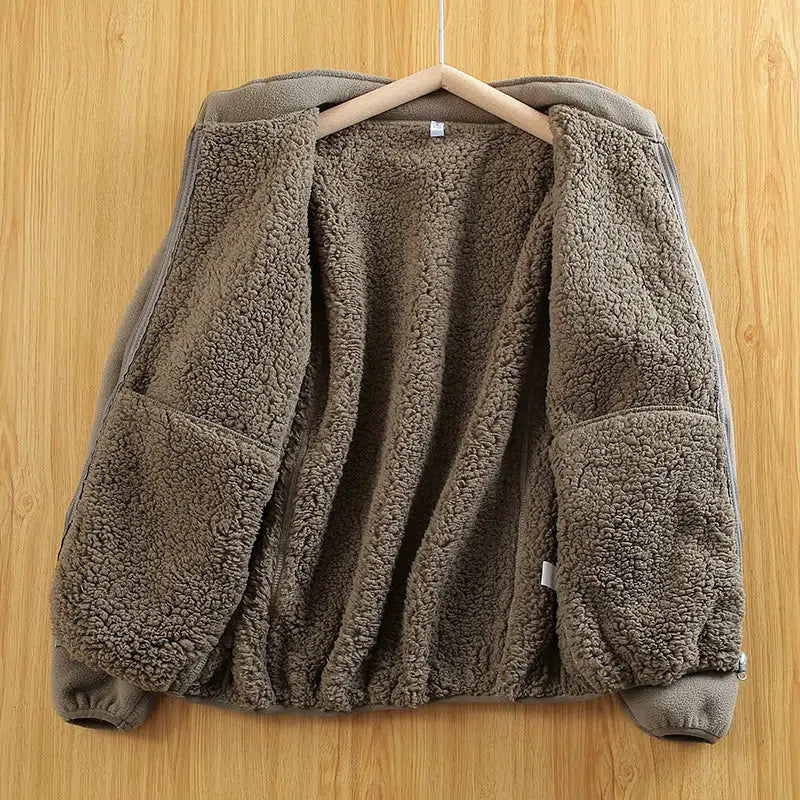 Polar Fleece Double Layer Cardigan Sweatshirt