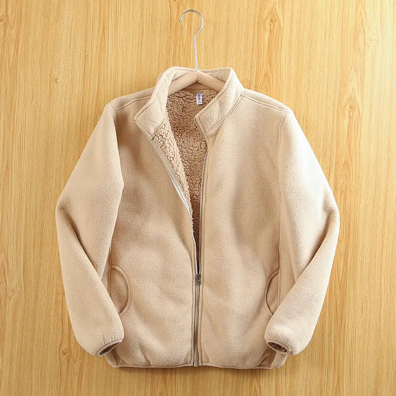 Polar Fleece Double Layer Cardigan Sweatshirt