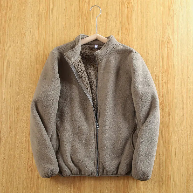 Polar Fleece Double Layer Cardigan Sweatshirt