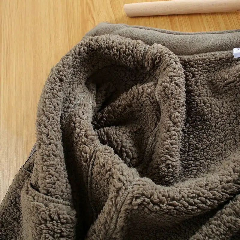 Polar Fleece Double Layer Cardigan Sweatshirt