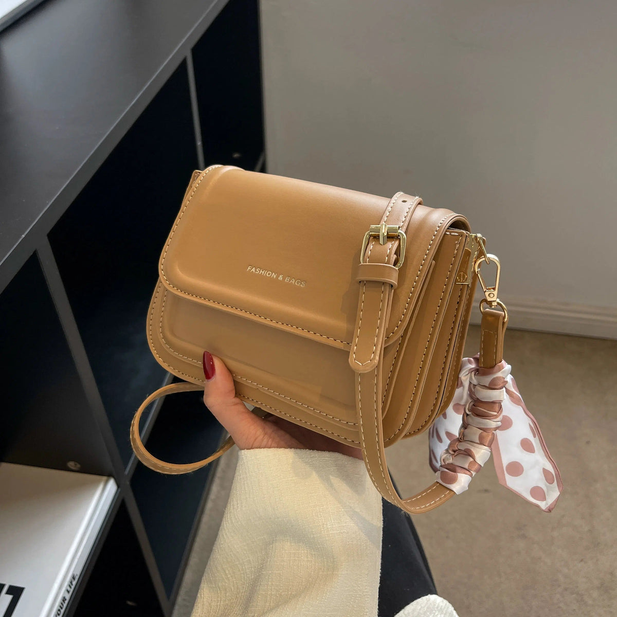 Polka Dot Scarf Crossbody Satchel Bag