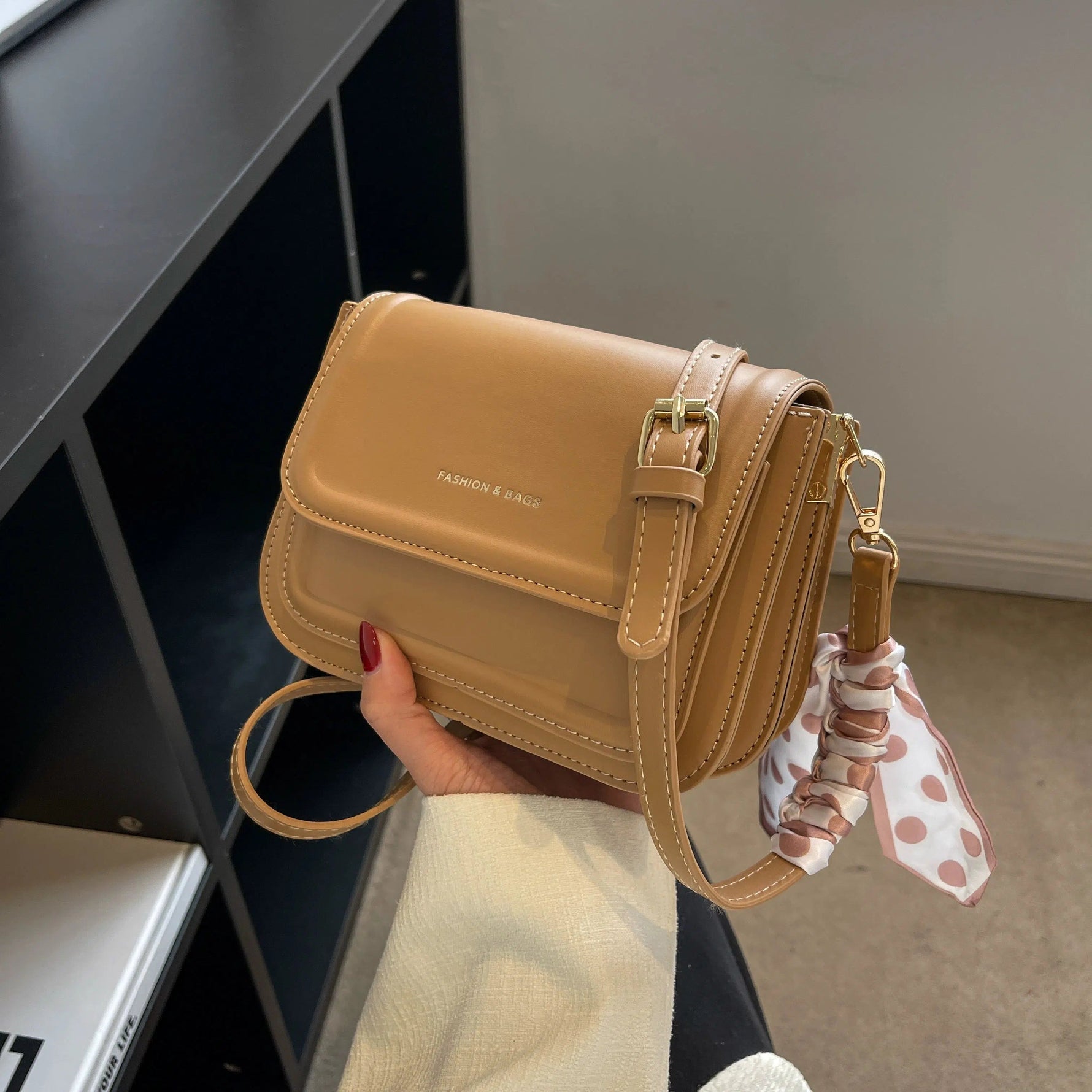 Polka Dot Scarf Crossbody Satchel Bag