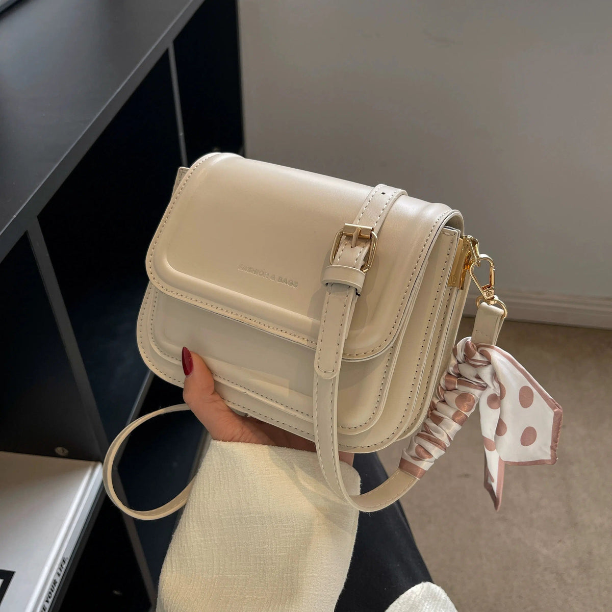 Polka Dot Scarf Crossbody Satchel Bag