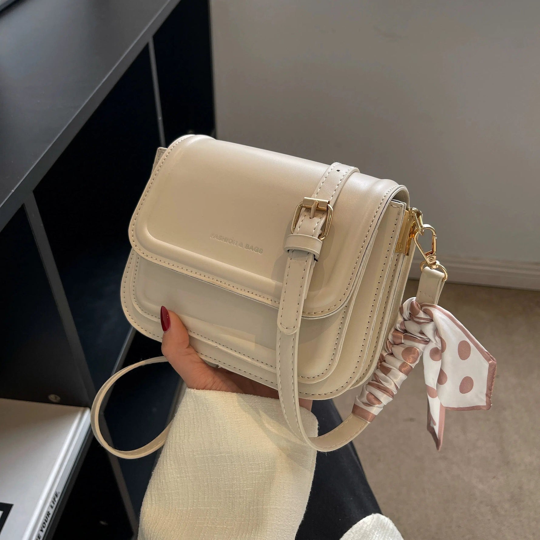 Polka Dot Scarf Crossbody Satchel Bag