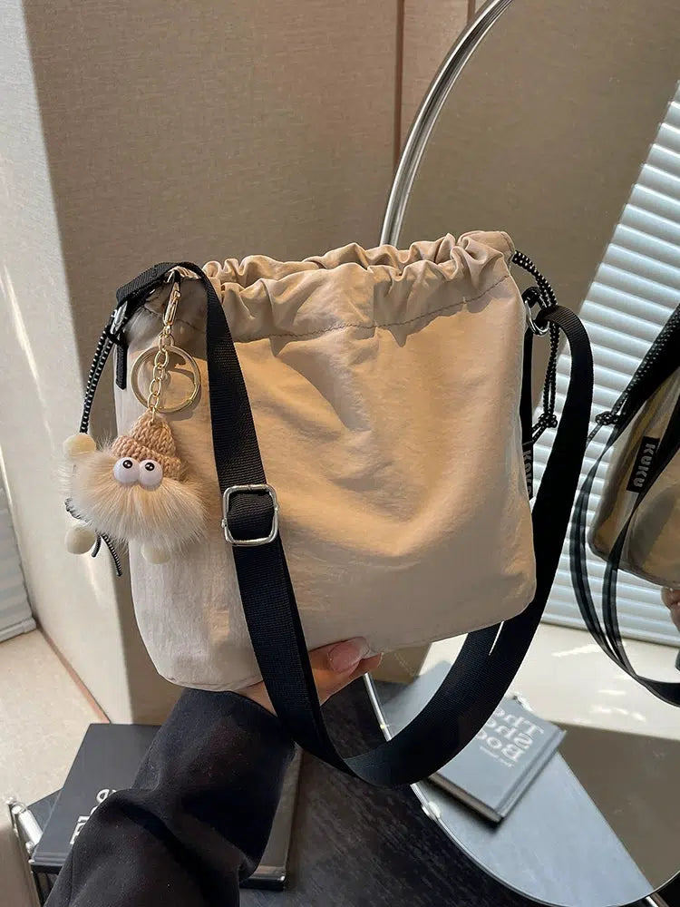 Pom Keychain Drawstring Bucket Bag