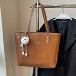 Pom Keychain Stylish Leather Tote Bag