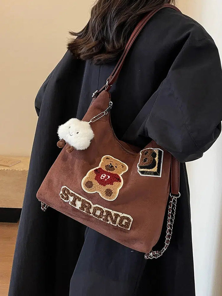 Pompom Accessory Plush Bear Backpack