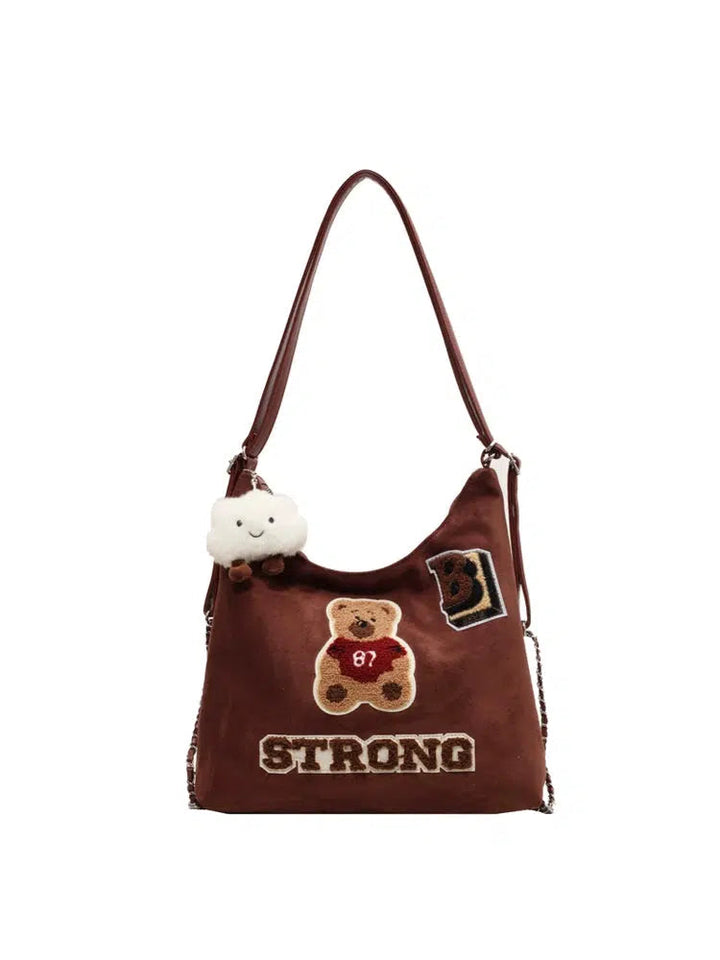 Pompom Accessory Plush Bear Backpack