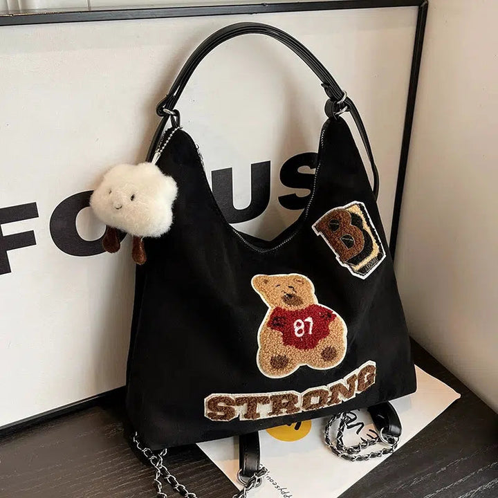 Pompom Accessory Plush Bear Backpack