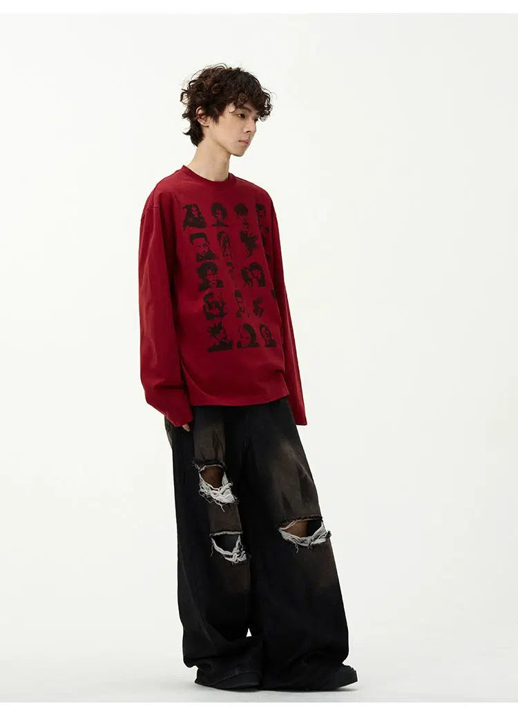 Portrait Print Pullover