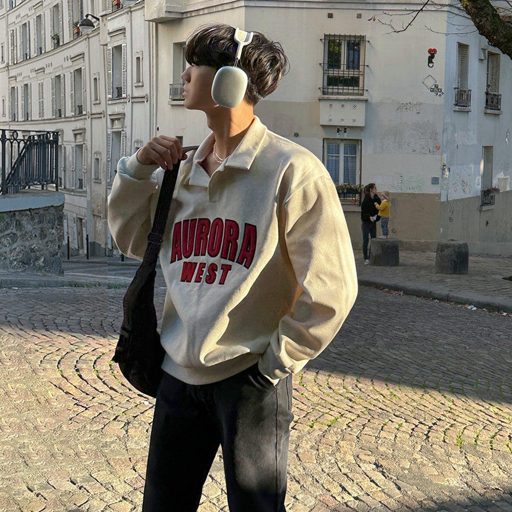 Print Long Sleeve Polo Shirt