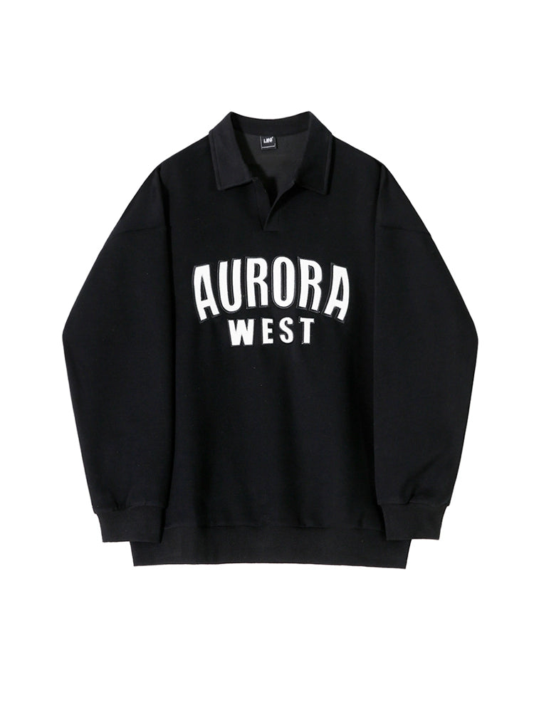 Print Long Sleeve Polo Shirt