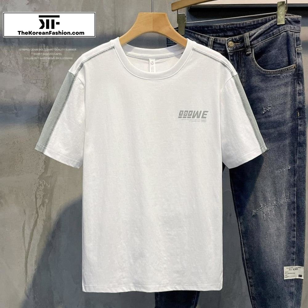Print Striped Round Neck T -Shirt