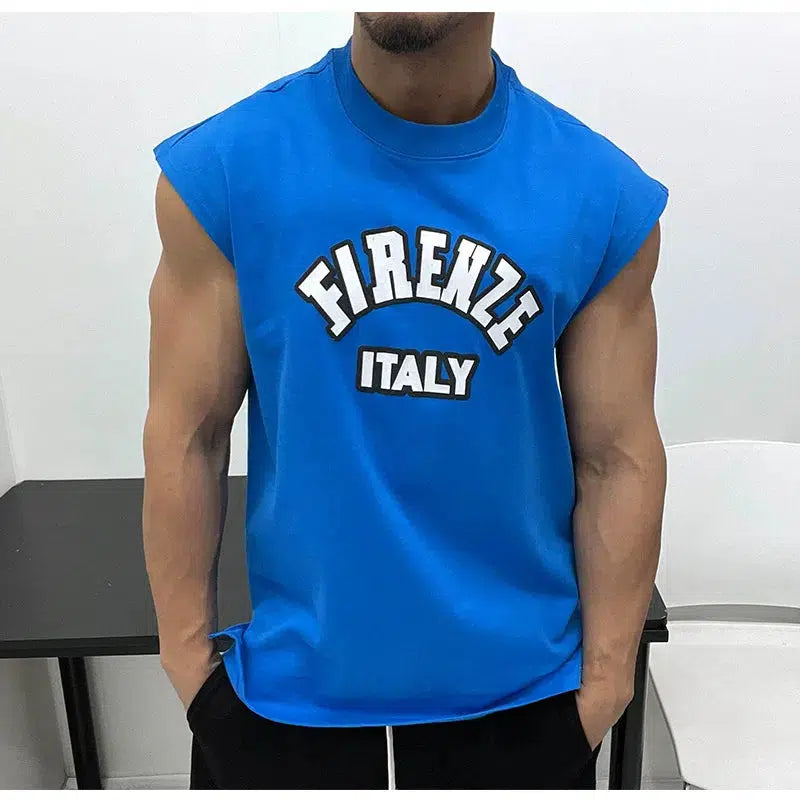 Printed Cotton Neckline Sleeveless Vest