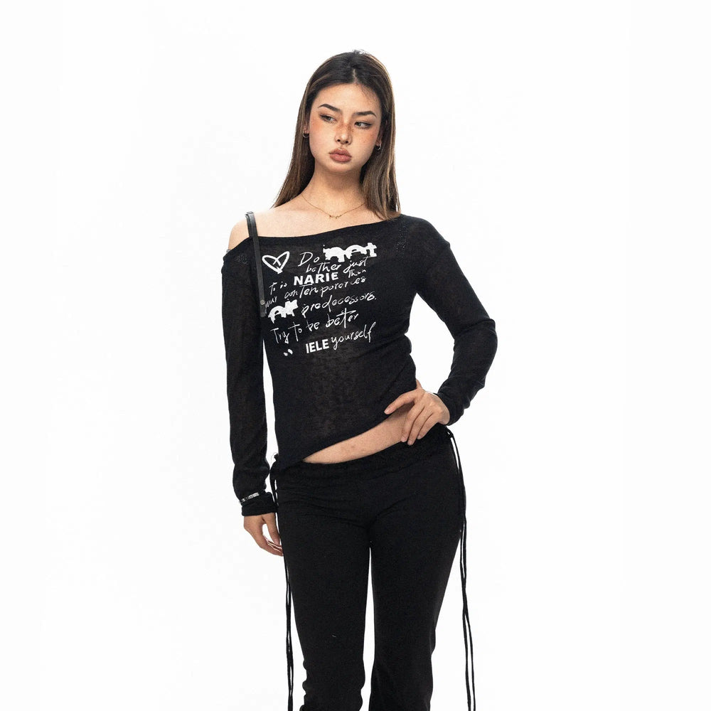 Printed Off-shoulder T-shirt