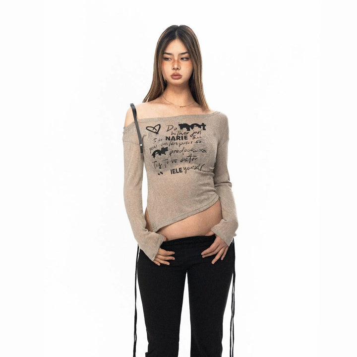 Printed Off-shoulder T-shirt